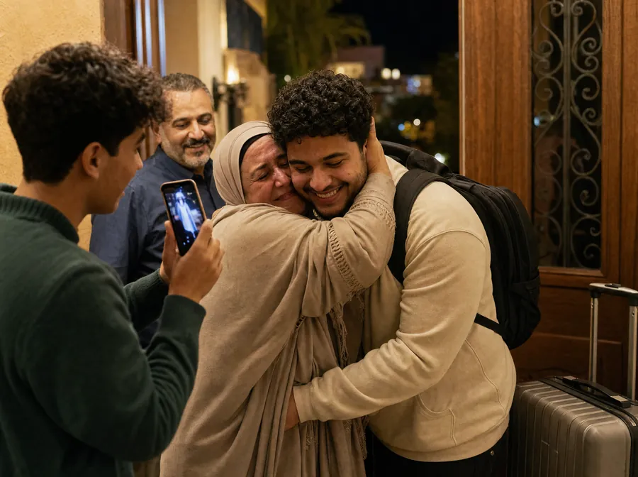 عائلة تستقبل ابنها العائد بأغنية ترحيب